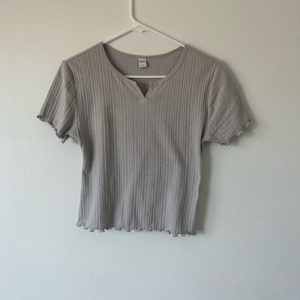 Old Navy Pointelle Grey Crop Top